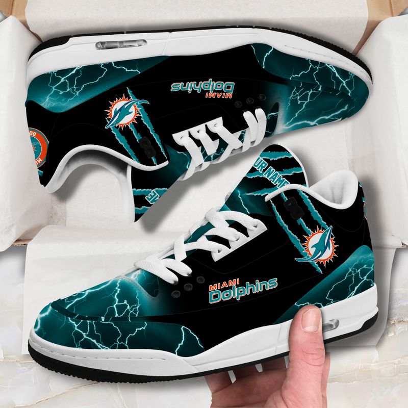 Miami Dolphins Lightning Basic Leather JD03 Shoes Men and Women AZBTAJ3000197