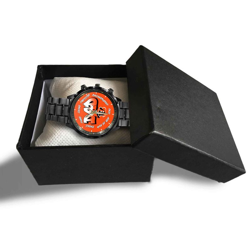 Cincinnati Bengals Limited Edition Black Stainless Steel Watch For Father’s Day AZBTWA000002