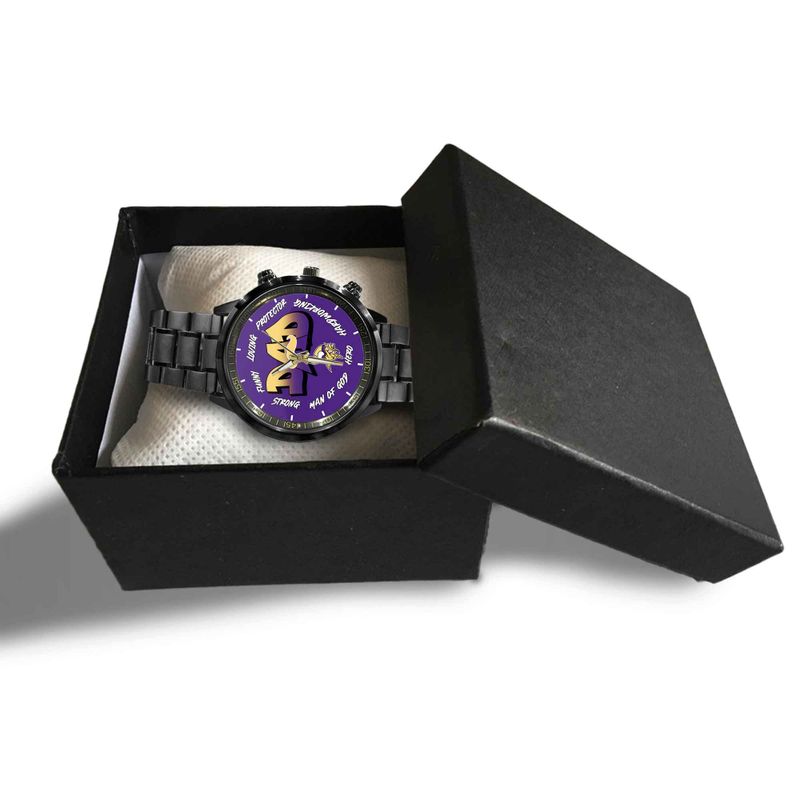 Minnesota Vikings Limited Edition Black Stainless Steel Watch For Father’s Day AZBTWA000007