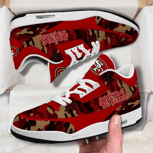 San Francisco 49ers Camo Pattern White Genuine Leather JD03 Shoes Men and Women AZBTAJ3000021