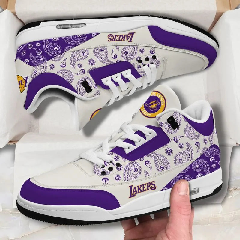 Los Angeles Lakers Basic Leather JD03 Shoes Men and Women AZBTAJ3000263