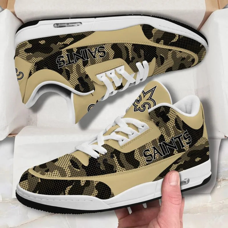 New Orleans Saints Camo Pattern White Genuine Leather JD03 Shoes Men and Women AZBTAJ3000016