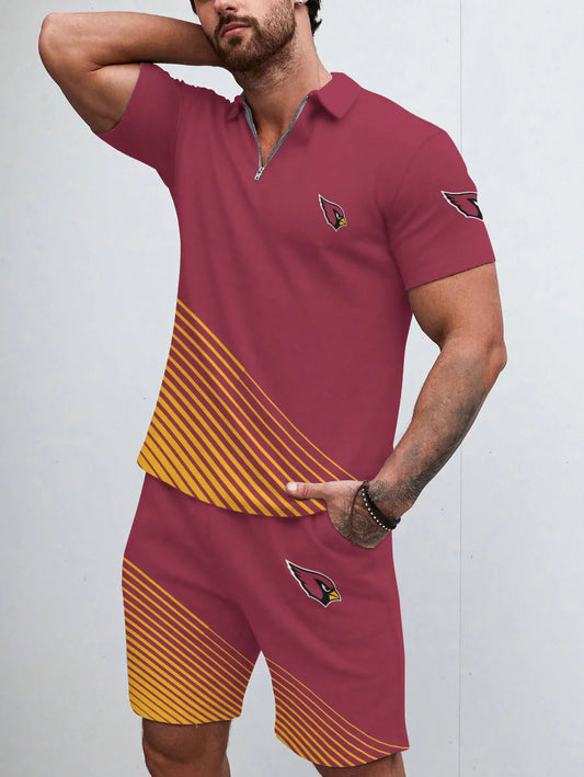 Arizona Cardinals Limited Edition ZIP Polo Shirt And Shorts Two-Piece Suits HA02