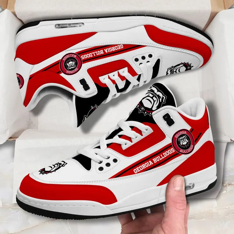 Georgia Bulldogs Basic White Genuine Leather JD03 Shoes Men and Women AZBTAJ3000133