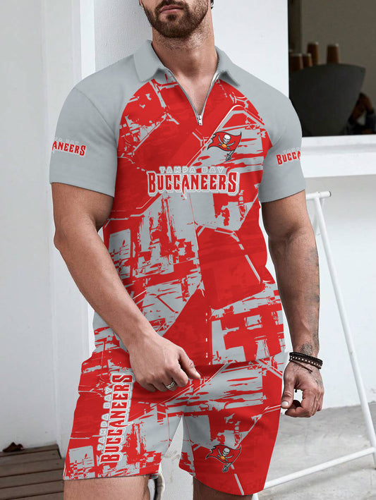 Tampa Bay Buccaneers Limited Edition ZIP Polo Shirt And Shorts Two-Piece Suits HA04