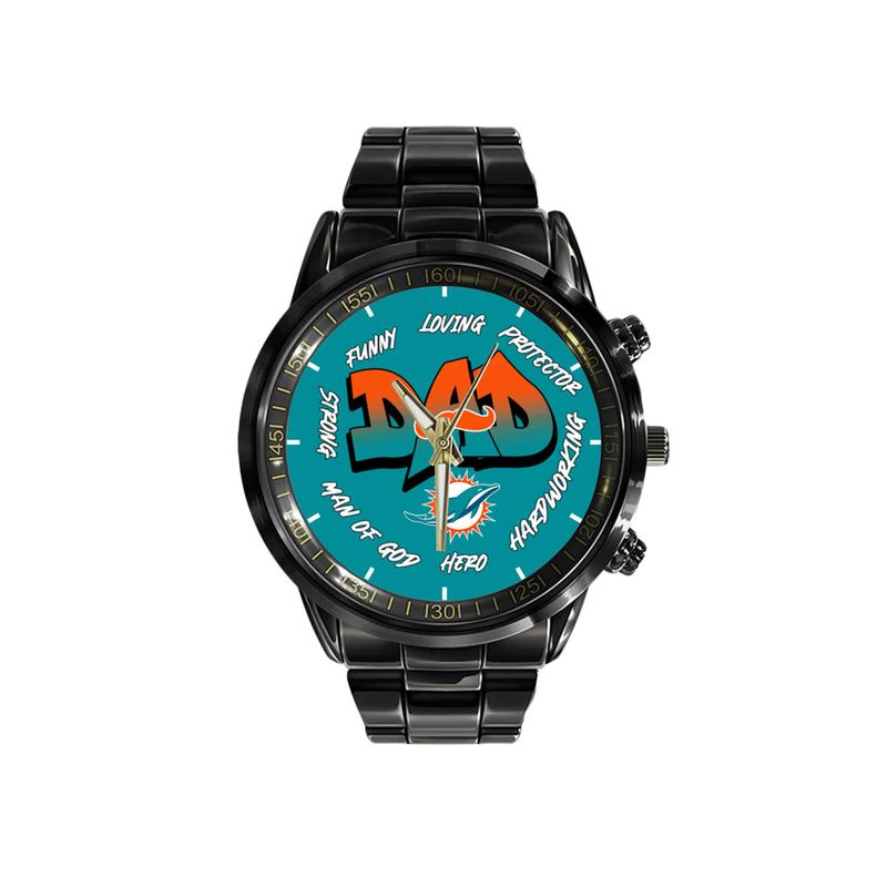 Miami Dolphins Limited Edition Black Stainless Steel Watch For Father’s Day AZBTWA000006