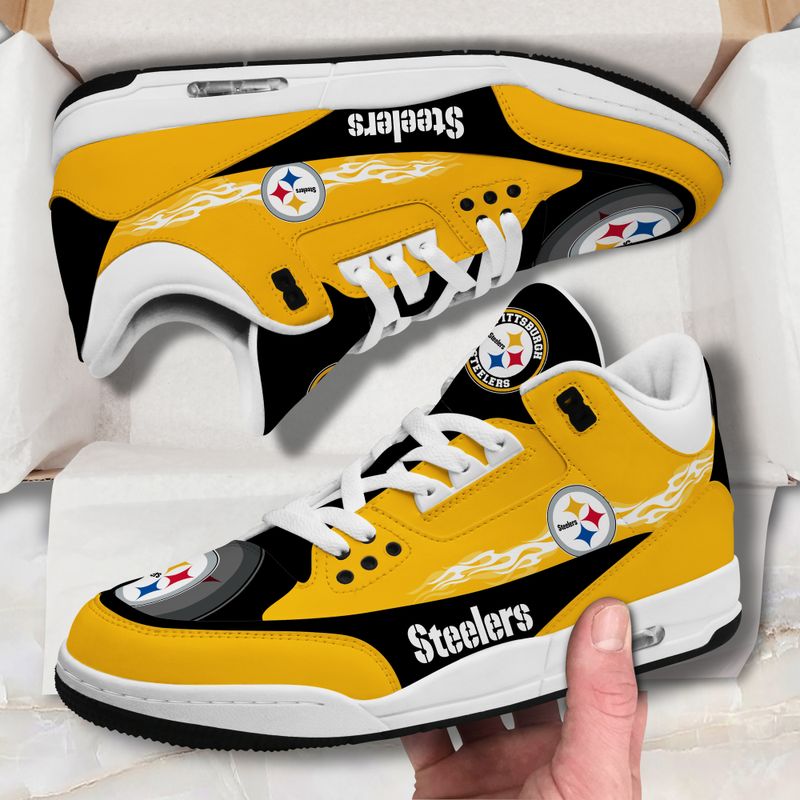 Pittsburgh Steelers Fire White Genuine Leather JD03 Shoes Men and Women AZBTAJ3000125