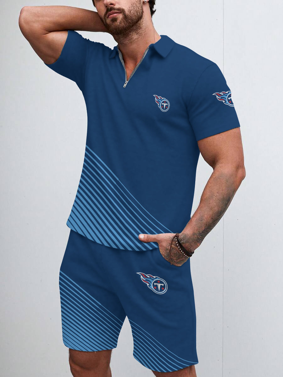 Tennessee Titans Limited Edition ZIP Polo Shirt And Shorts Two-Piece Suits HA05