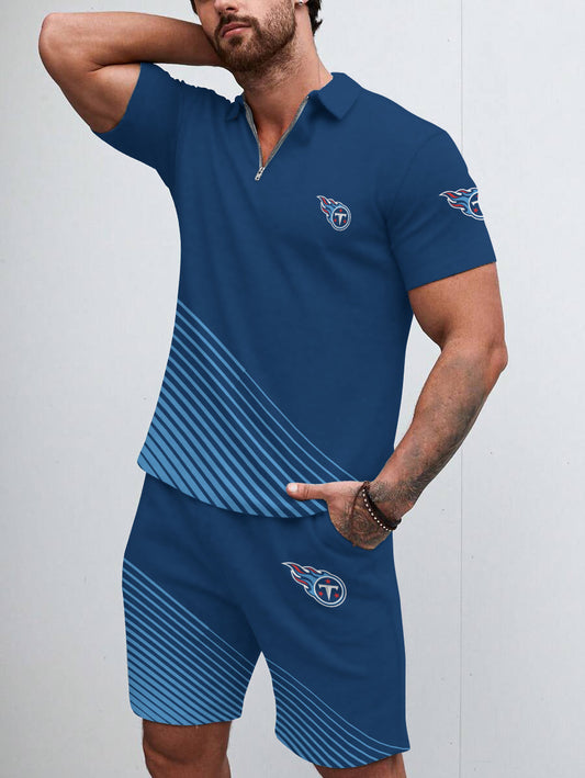 Tennessee Titans Limited Edition ZIP Polo Shirt And Shorts Two-Piece Suits HA05