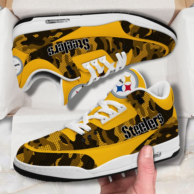 Pittsburgh Steelers Camo Pattern White Genuine Leather JD03 Shoes Men and Women AZBTAJ3000096