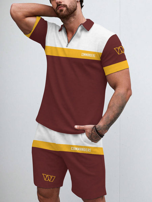Washington Commanders Limited Edition ZIP Polo Shirt And Shorts Two-Piece Suits HA04