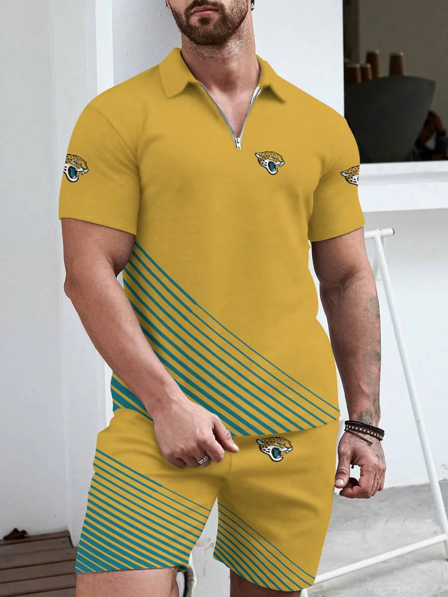 Jacksonville Jaguars Limited Edition ZIP Polo Shirt And Shorts Two-Piece Suits HA02
