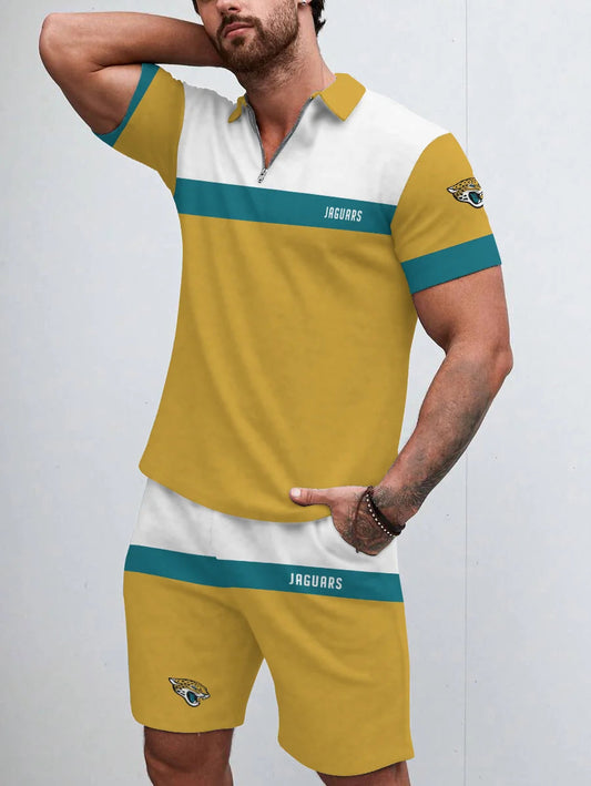 Jacksonville Jaguars Limited Edition ZIP Polo Shirt And Shorts Two-Piece Suits HA03