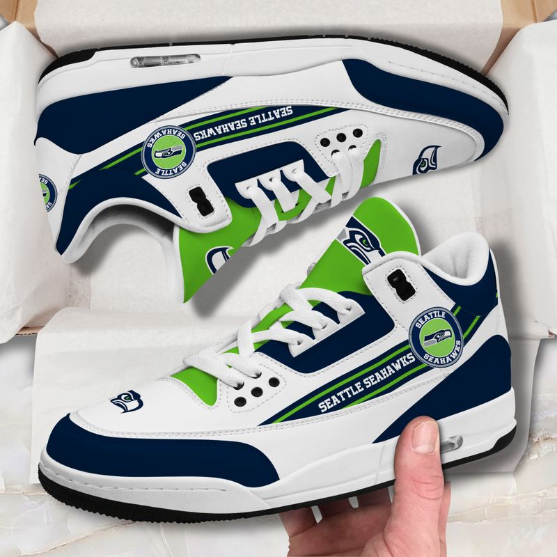 Seattle Seahawks Basic White Genuine Leather JD03 Shoes Men and Women AZBTAJ3000137