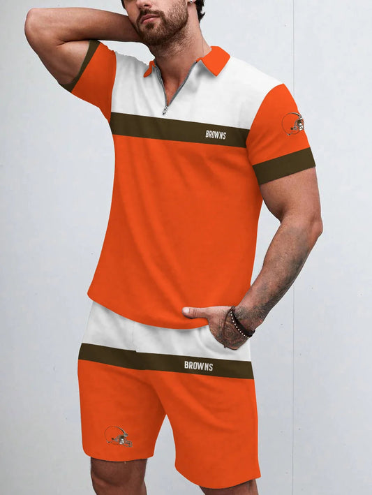 Cincinnati Bengals Limited Edition ZIP Polo Shirt And Shorts Two-Piece Suits HA05