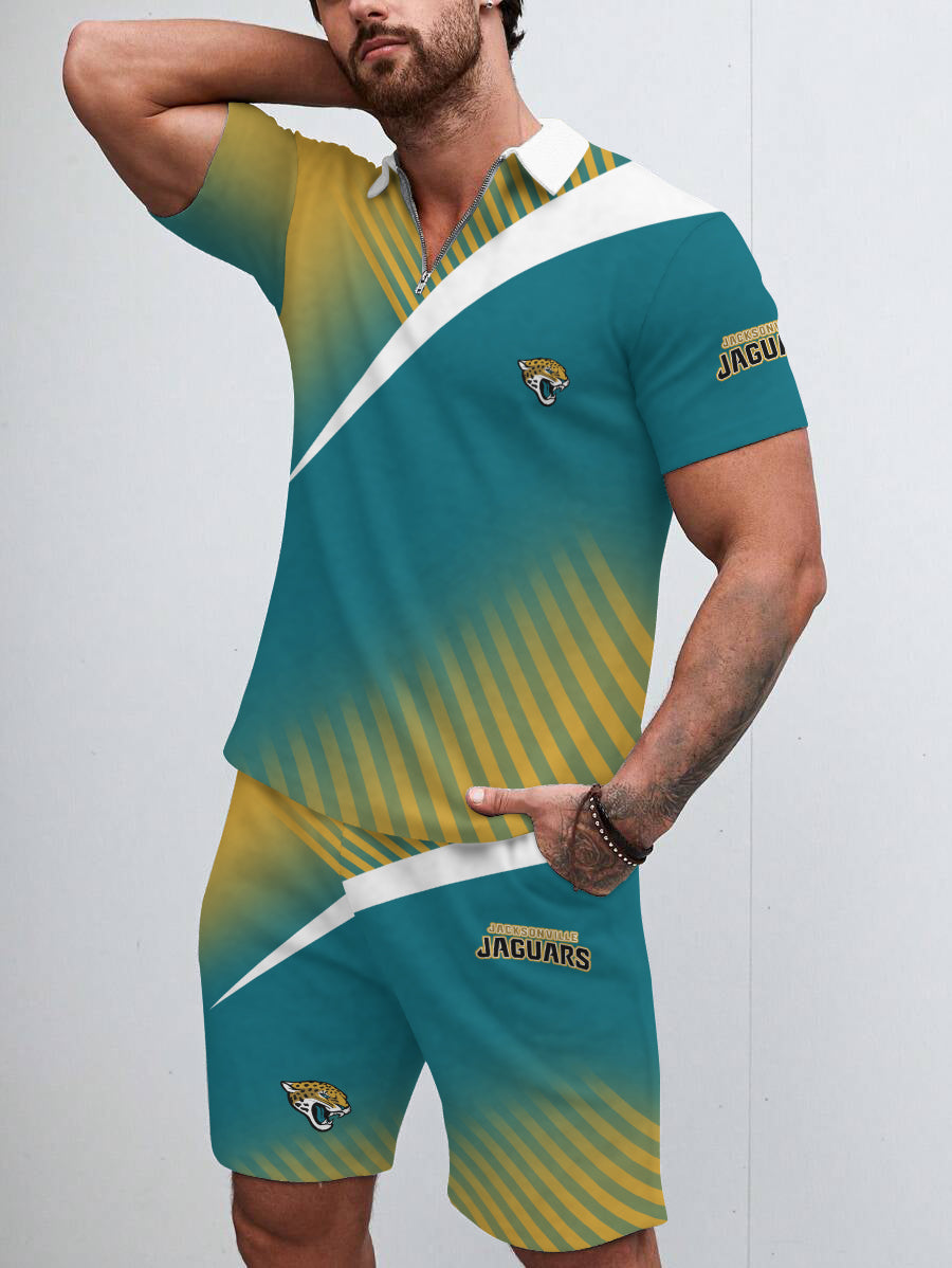 Jacksonville Jaguars Limited Edition ZIP Polo Shirt And Shorts Two-Piece Suits HA04