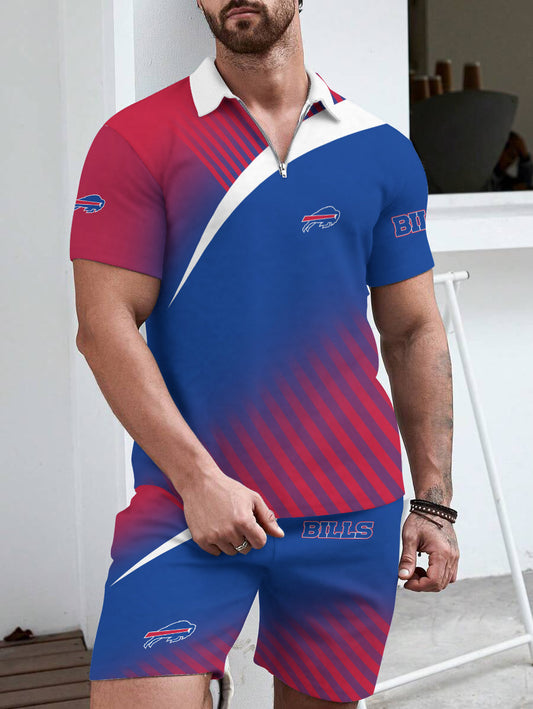 Buffalo Bills Limited Edition ZIP Polo Shirt And Shorts Two-Piece Suits HA05