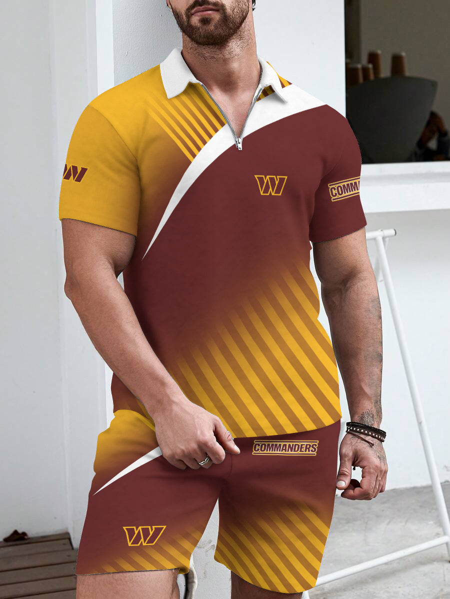 Washington Commanders Limited Edition ZIP Polo Shirt And Shorts Two-Piece Suits HA01