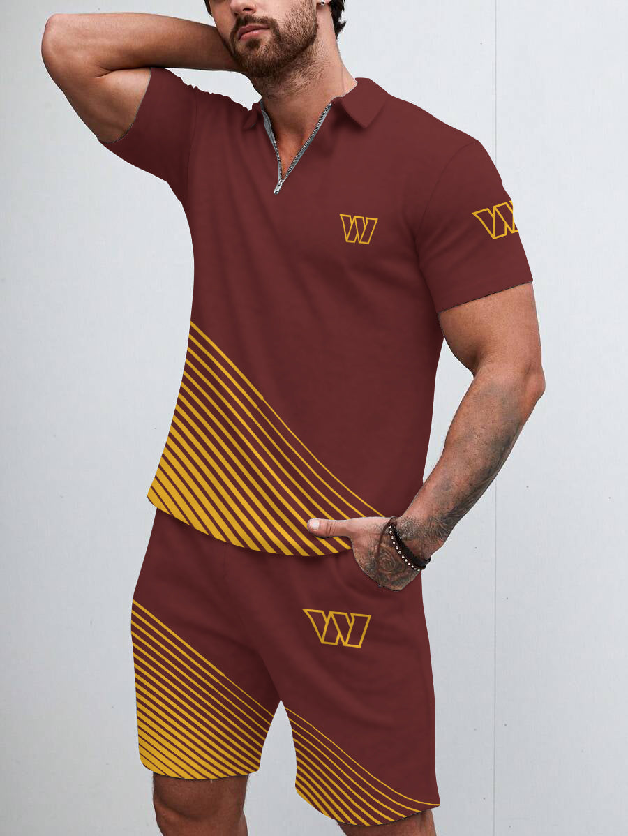 Washington Commanders Limited Edition ZIP Polo Shirt And Shorts Two-Piece Suits HA03