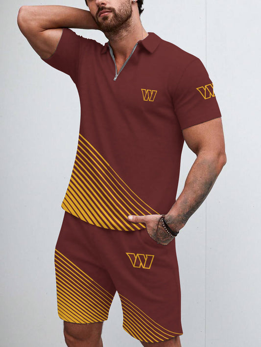 Washington Commanders Limited Edition ZIP Polo Shirt And Shorts Two-Piece Suits HA03