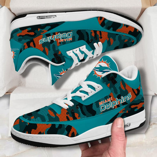 Miami Dolphins Camo Pattern White Genuine Leather JD03 Shoes Men and Women AZBTAJ3000091