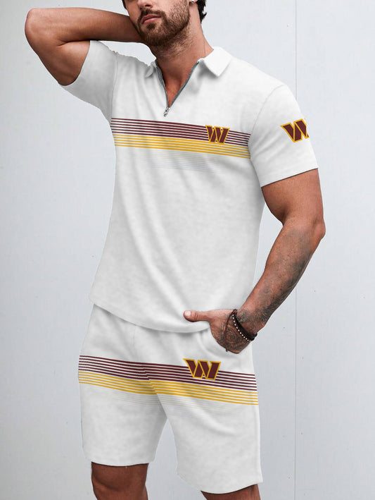 Washington Commanders Limited Edition ZIP Polo Shirt And Shorts Two-Piece Suits HA02
