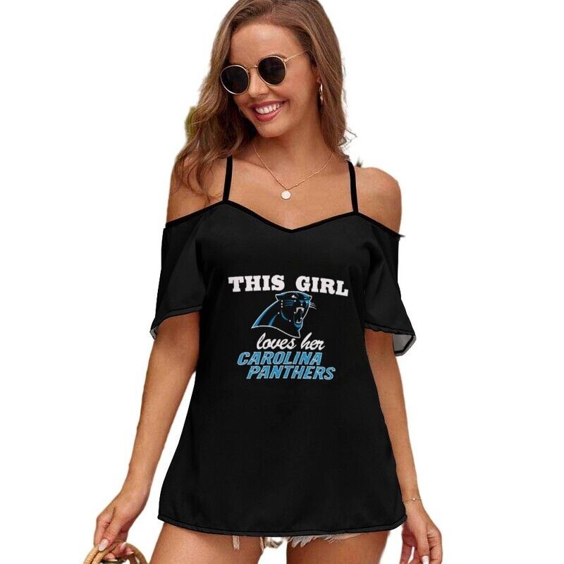 Carolina Panthers This Girl Loves Her Women’s Off Shoulder Sling Top S9SST019