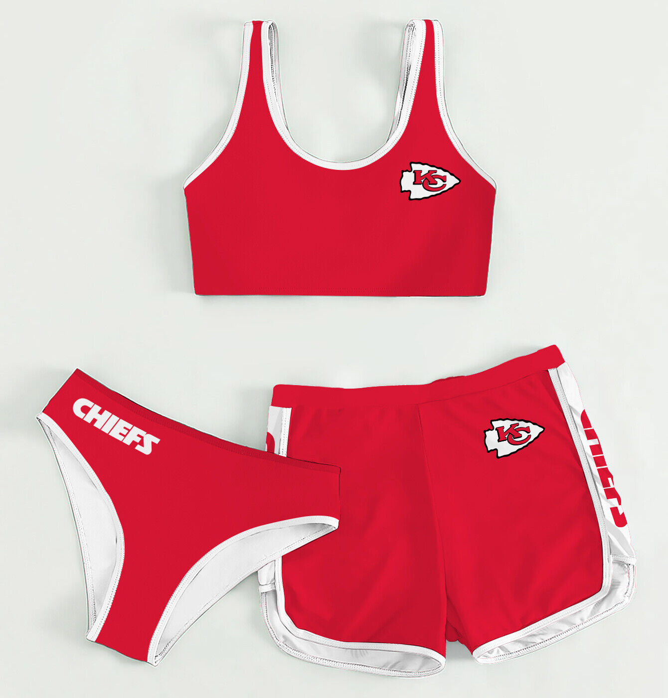 Kansas City Chiefs Women’s Sports Set 3-Piece Crop Tank Top Underwear Shorts SSCTUS013