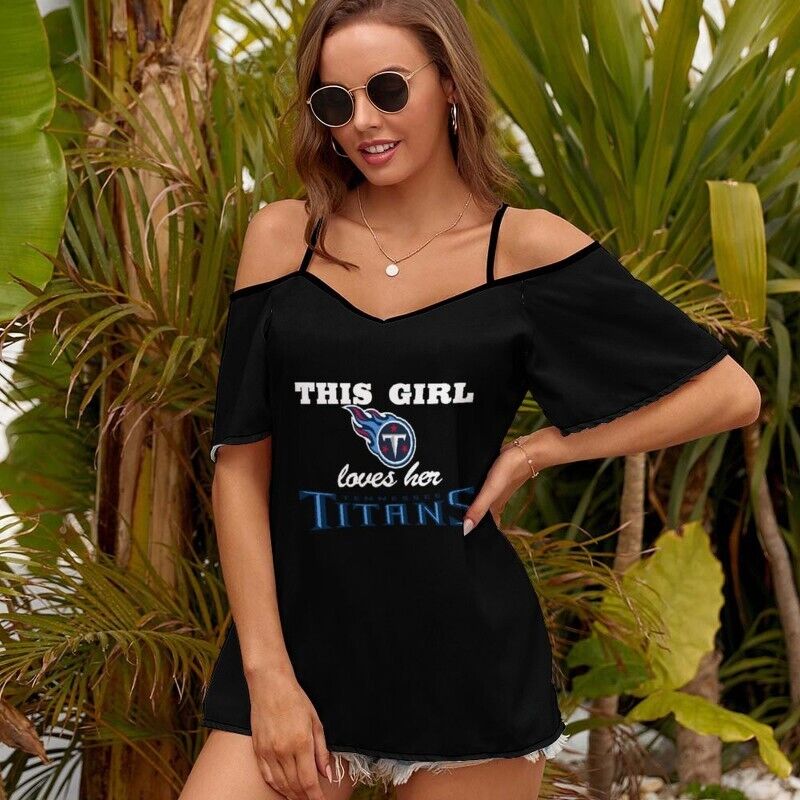 Tennessee Titans This Girl Loves Her Women’s Off Shoulder Sling Top S9SST023