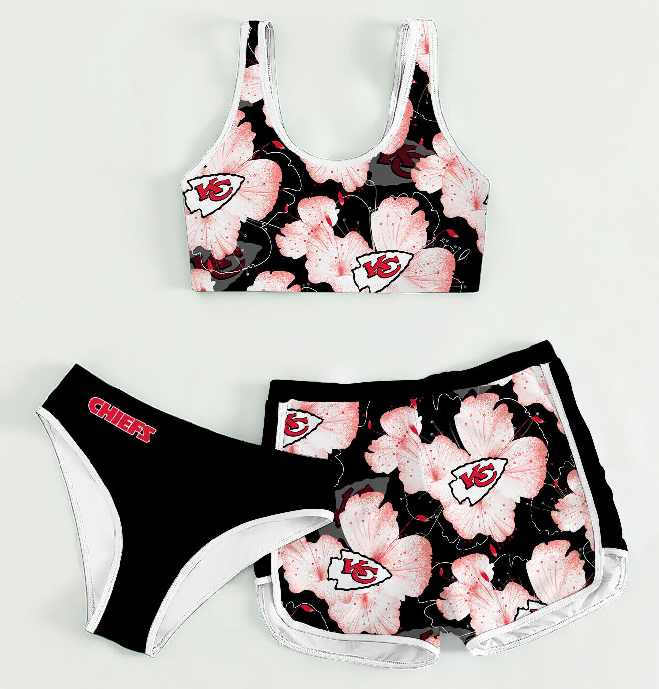 Kansas City Chiefs Women’s Sports Set 3-Piece Crop Tank Top Underwear Shorts SSCTUS015