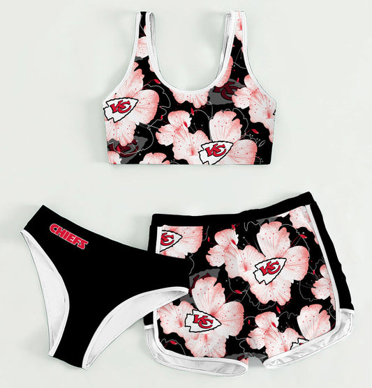 Kansas City Chiefs Women’s Sports Set 3-Piece Crop Tank Top Underwear Shorts SSCTUS015