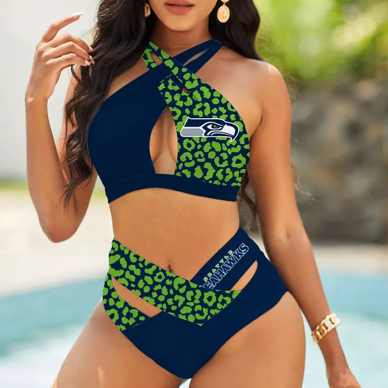 Philadelphia Eagles Women’s 2PCS Bikini Swimsuit Criss Cross Cutout Bathing Suit S13-3