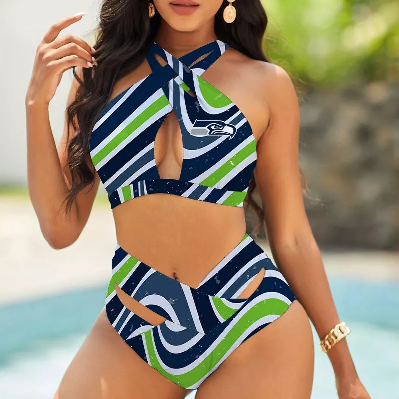 Philadelphia Eagles Women’s 2PCS Bikini Swimsuit Criss Cross Cutout Bathing Suit S13-6
