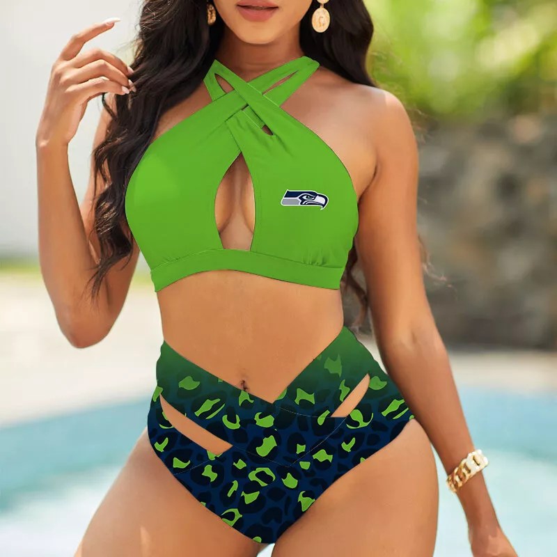 Philadelphia Eagles Women’s 2PCS Bikini Swimsuit Criss Cross Cutout Bathing Suit S13-7