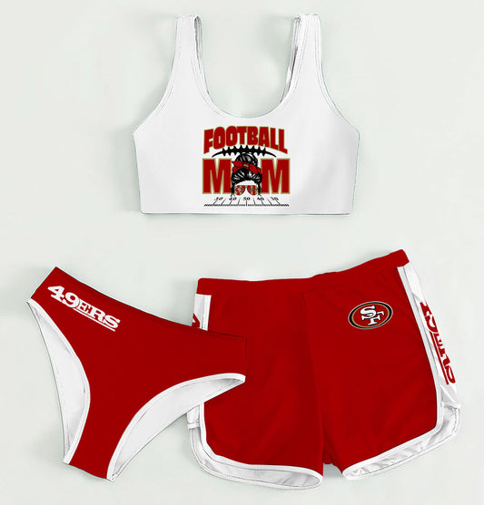 San Francisco 49ers Women’s Sports Set 3-Piece Crop Tank Top Underwear Shorts SSCTUS003