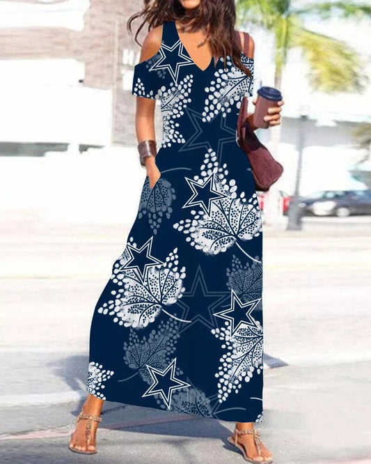 Dallas Cowboys Women’s V-Neck Maxi Dress S05