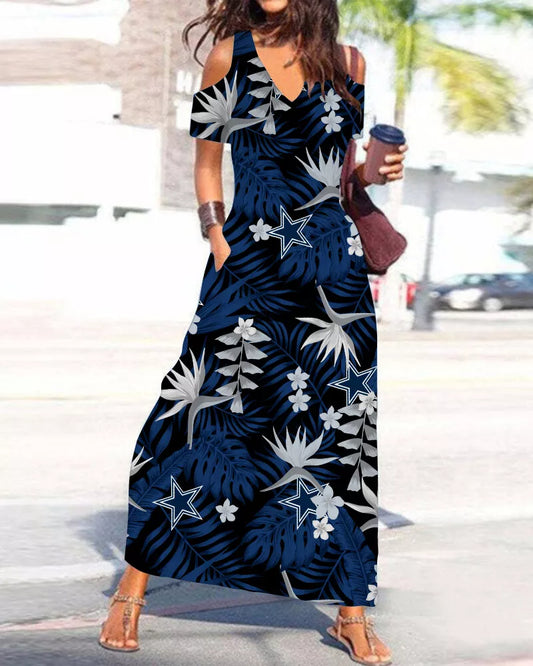 Dallas Cowboys Women’s V-Neck Maxi Dress S09