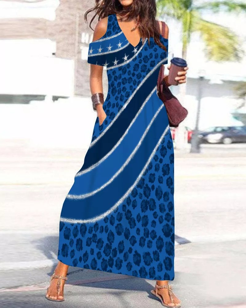 Dallas Cowboys Women’s V-Neck Maxi Dress S12