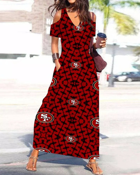San Francisco 49ers Women’s V-Neck Maxi Dress S14