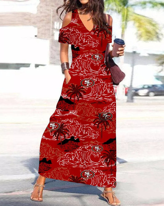 San Francisco 49ers Women’s V-Neck Maxi Dress S15