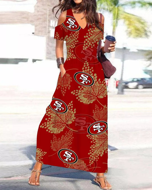 San Francisco 49ers Women’s V-Neck Maxi Dress S16