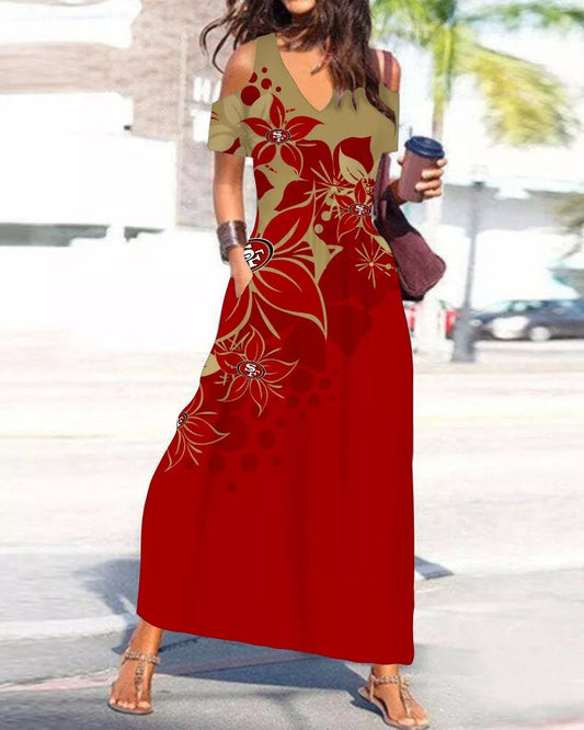 San Francisco 49ers Women’s V-Neck Maxi Dress S17