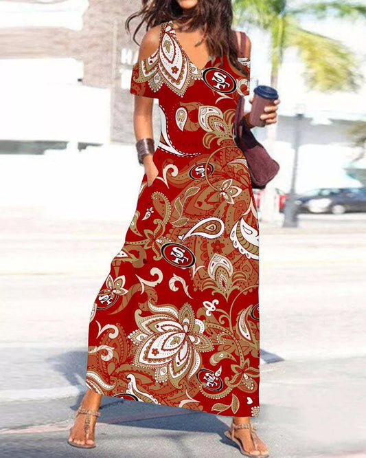 San Francisco 49ers Women’s V-Neck Maxi Dress S18