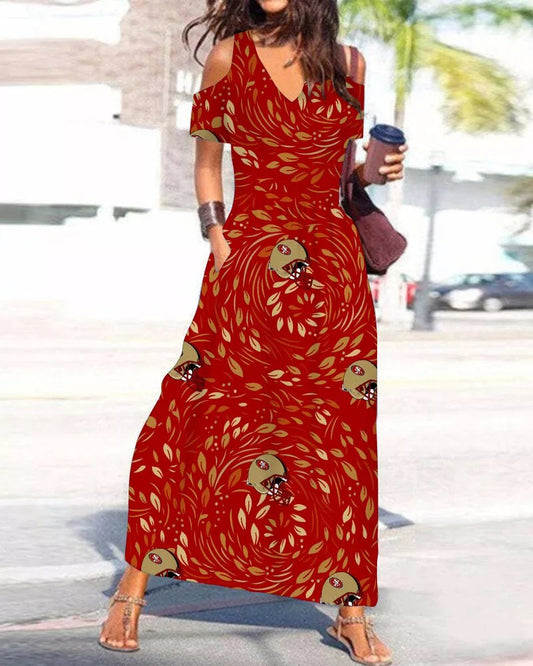 San Francisco 49ers Women’s V-Neck Maxi Dress S19