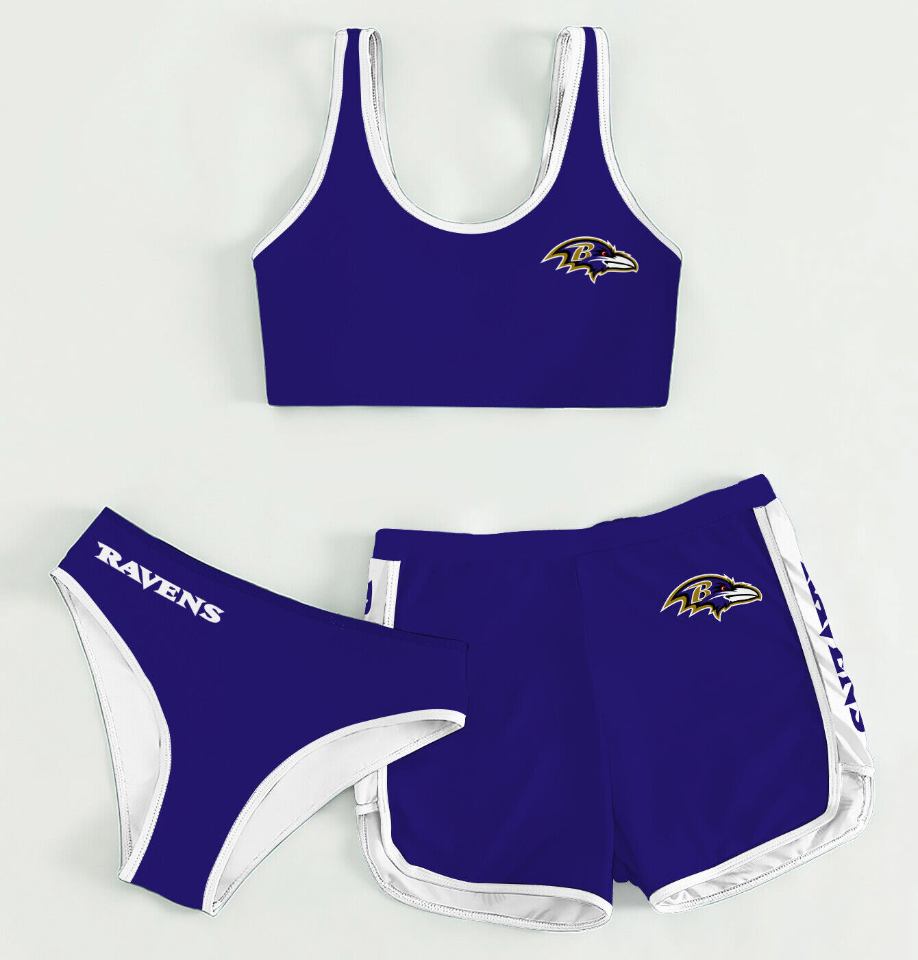 Baltimore Ravens Women’s Sports Set 3-Piece Crop Tank Top Underwear Shorts SSCTUS025