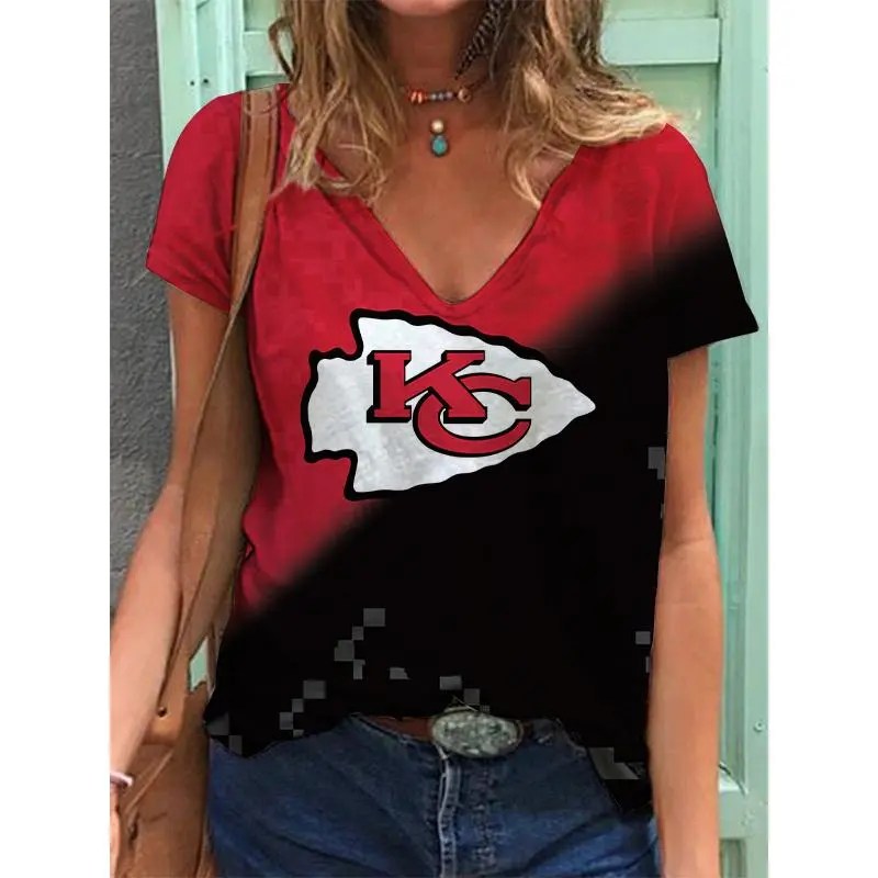 Kansas City Chiefs V-neck Women T-shirt AGCWTS639