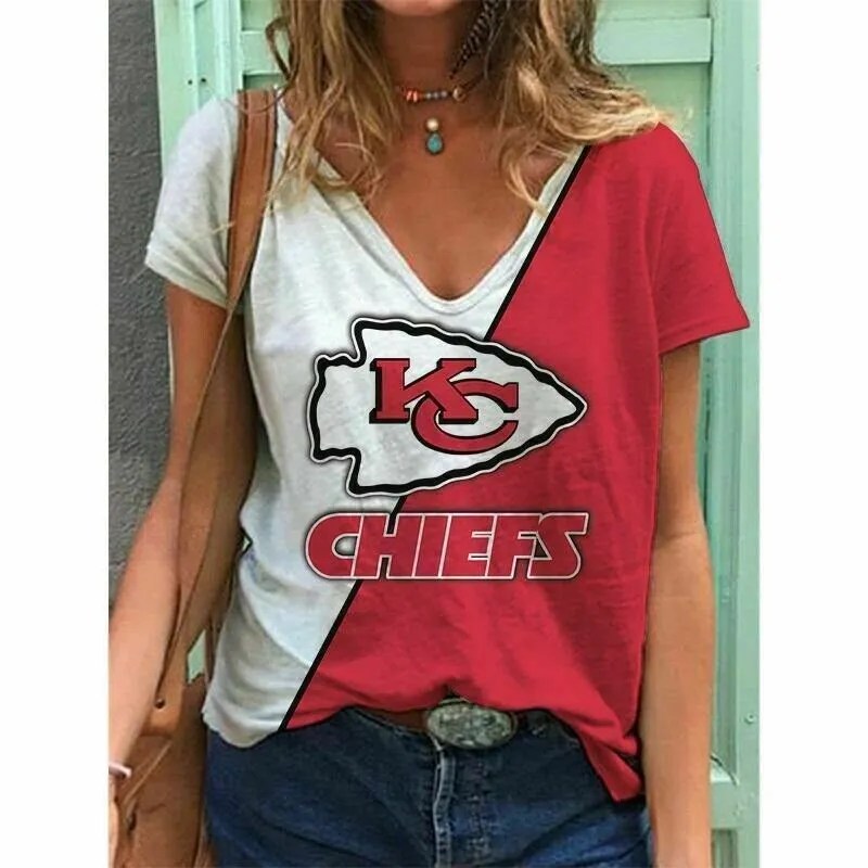 Kansas City Chiefs V-neck Women T-shirt AGCWTS640