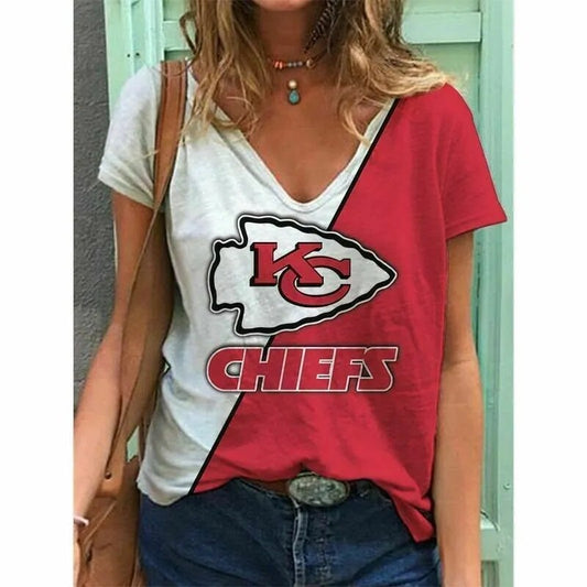 Kansas City Chiefs V-neck Women T-shirt AGCWTS640