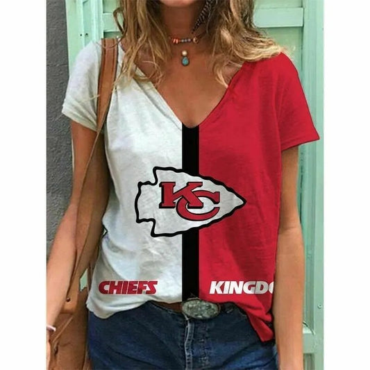 Kansas City Chiefs V-neck Women T-shirt AGCWTS641
