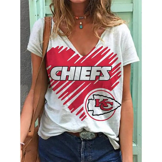 Kansas City Chiefs V-neck Women T-shirt AGCWTS644